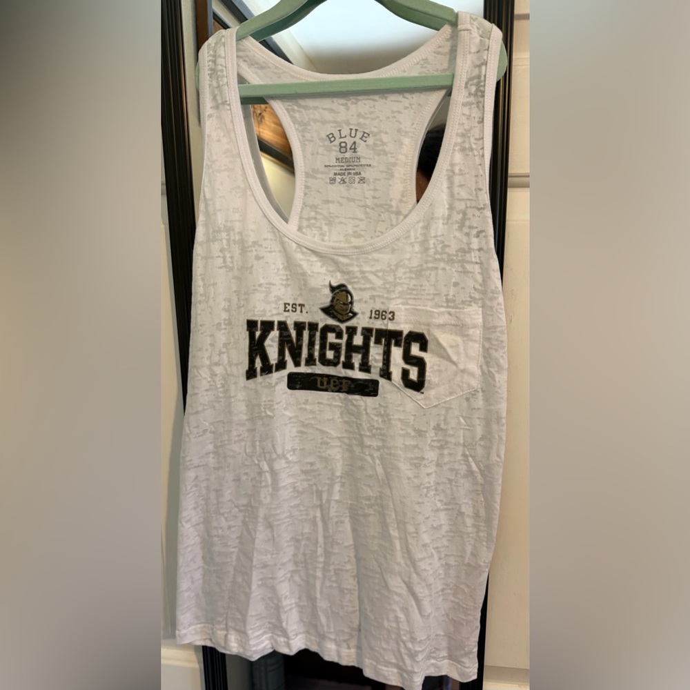UCF Knights Women’s Tank Top Blue 84 White Burnout Racerback Size Medium Retro